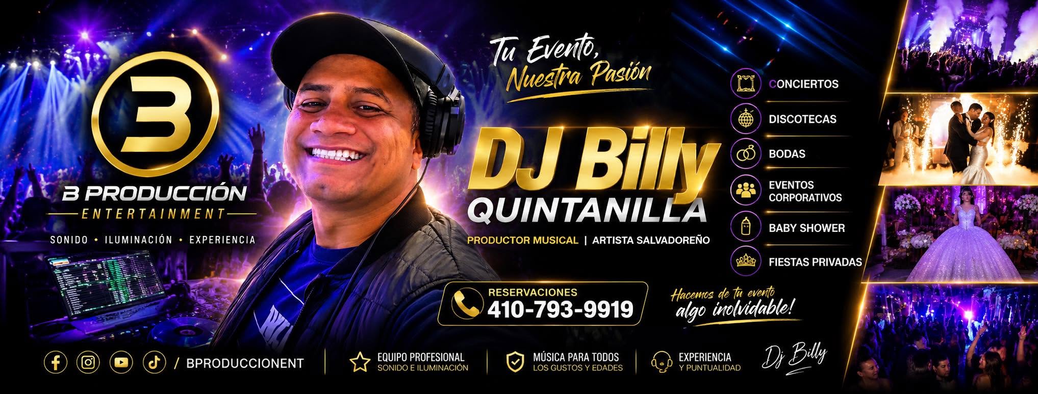 DJ Billy Quintanilla: Tu evento, nuestra pasión. Sonido, iluminación y experiencia. Reservaciones: 410-793-9919.